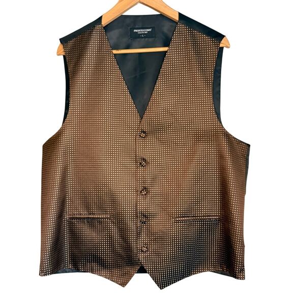Pronto Uomo Couture Brown Wool Blend Vest Men’s Large 44 Suit Waistcoat - Picture 2 of 7